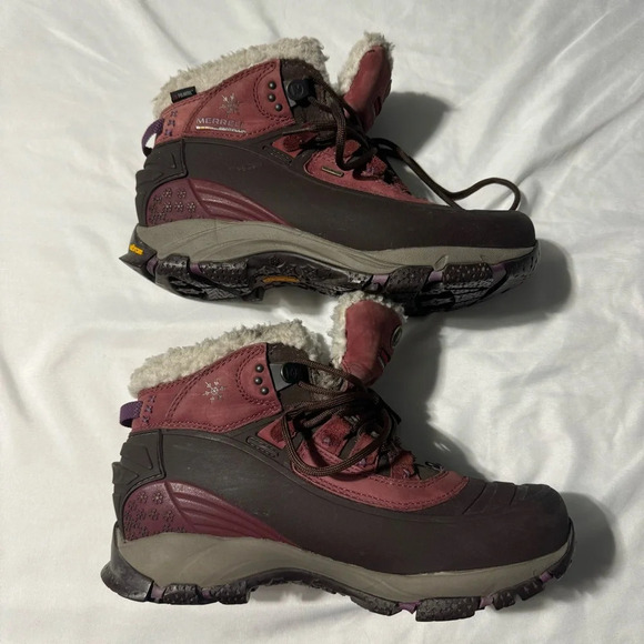 Merrell Winterlude 6  Hiking Boots Brown/Raspberry Vibram Size 6 - Picture 3 of 15